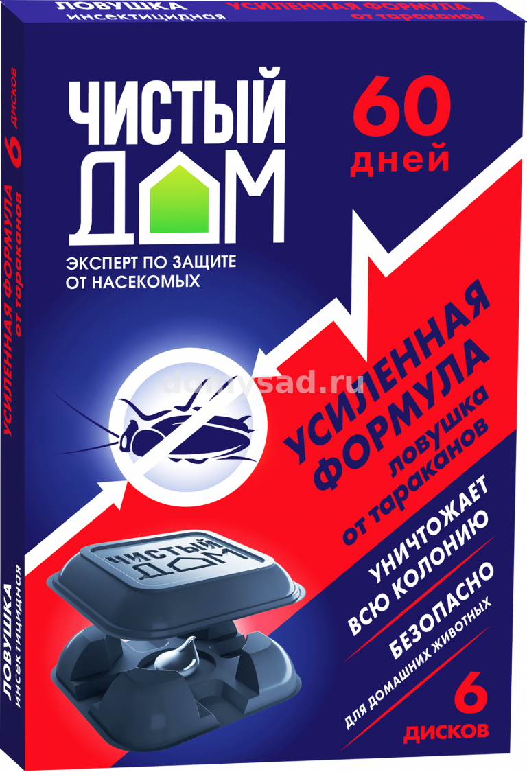 Чистый Дом инсектицидная ловушка усиленного действия от тараканов и муравьев уп.6шт./50 02-103