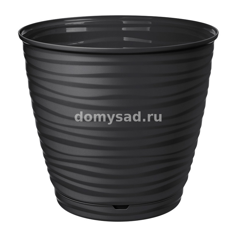 Горшок Saffron D177мм, 2,6л с поддоном (черный) (24)