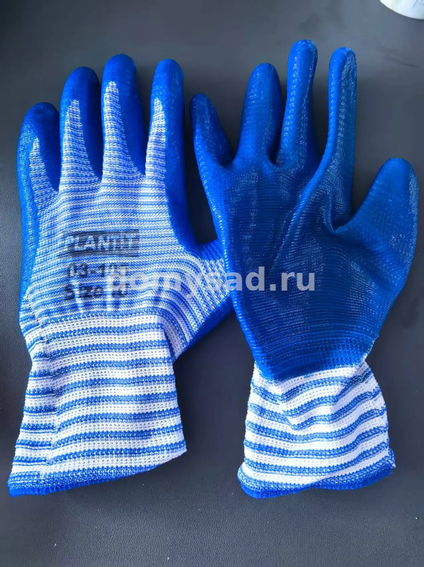 Перчатки нейлоновые ЗЕБРА PLANT!T 03-105 нитриловое СИНЕЕ покрытие 40гр., р-р10 (12/960)