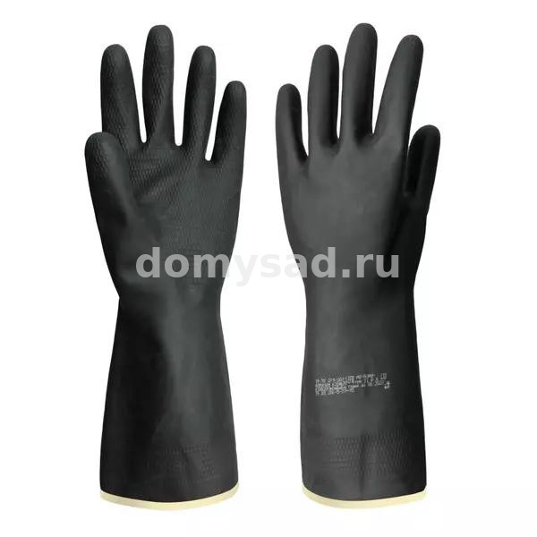 Перчатки резиновые Кислотно-Щелочные Хим.защита Черные XL №3 (100)