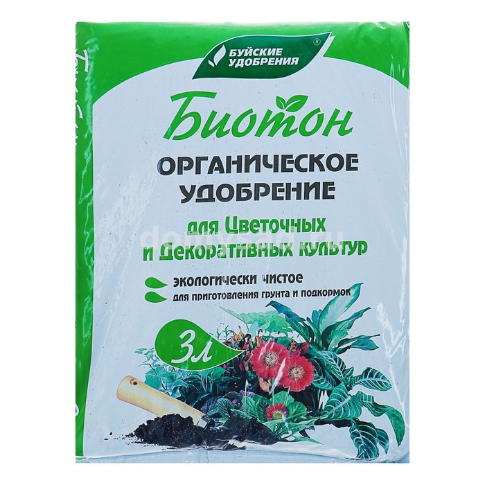 БИОТОН "для Цветов" Биологически активное органическое удобрение пакет 3л.(6)