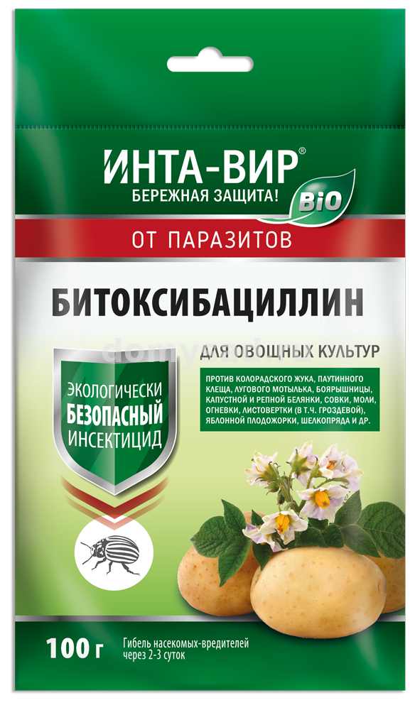 Битоксибациллин ИНТА-ВИР BIO 100гр.пакет /10 от кол.жука,клеща,гусениц