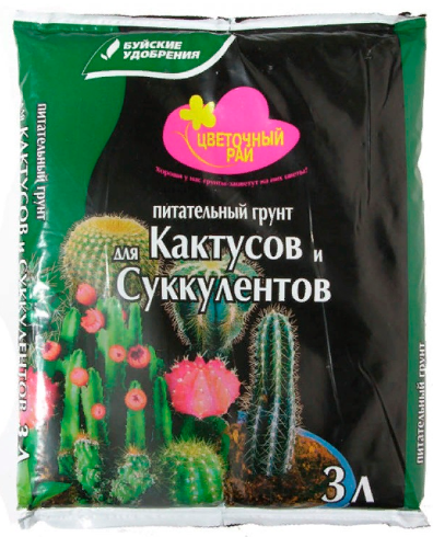 Грунт ЦВЕТОЧНЫЙ рай для КАКТУСОВ и СУККУЛЕНТОВ 3л./6 БХЗ (504 шт в поддоне)