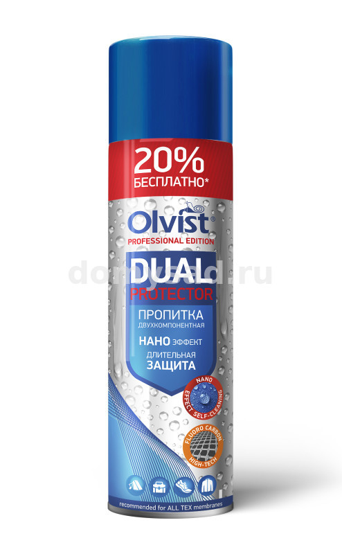 Olvist Аэроз.Водооталкивающая пропитка DUAL PROTECT с НАНО-эффект 300мл. /12 80801-300DP