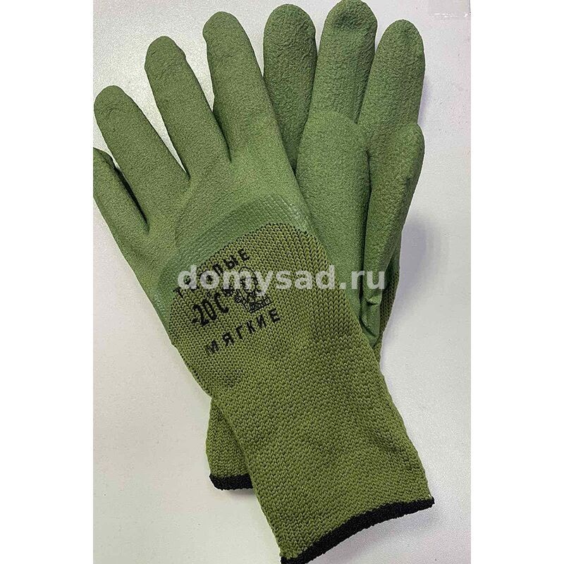 Перчатки ЗИМНИЕ -20 Камуфляж зеленые акриловые с вспененным латексным покрытием №211 /12 (480)