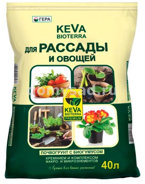 Грунт KEVA BIOTERRA для Рассады и Овощей 40л.с Биогумусом / ГЕРА (101 шт в поддоне)