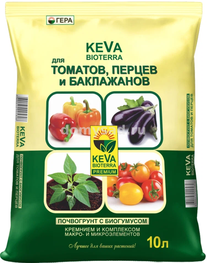 Грунт KEVA BIOTERRA для Томатов и Перцев 10л.с Биогумусом /8 ГЕРА (320 шт в поддоне)