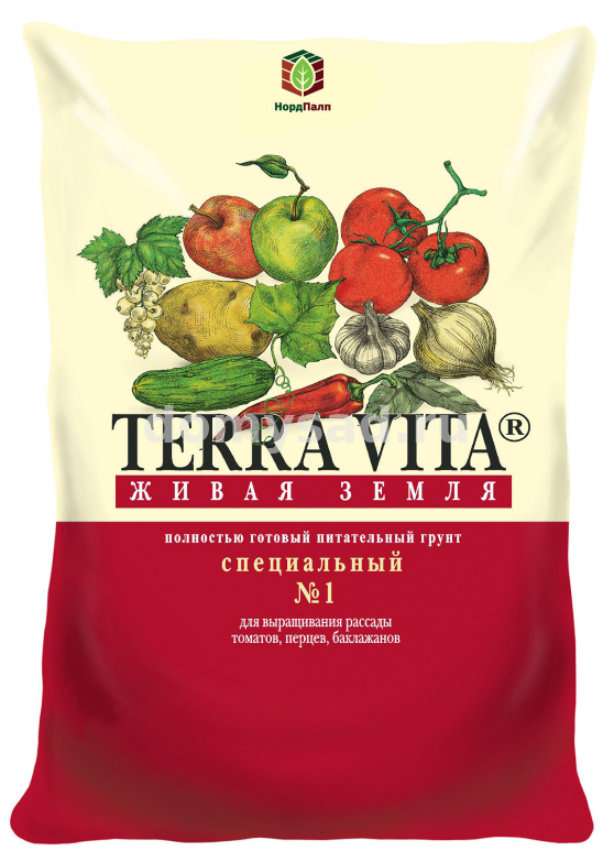 Грунт Фарт Живая Земля ДЛЯ РАССАДЫ 5л.(Terra Vita (5) КРАСНАЯ(Торфогрунт) (385шт. на поддоне!!!)