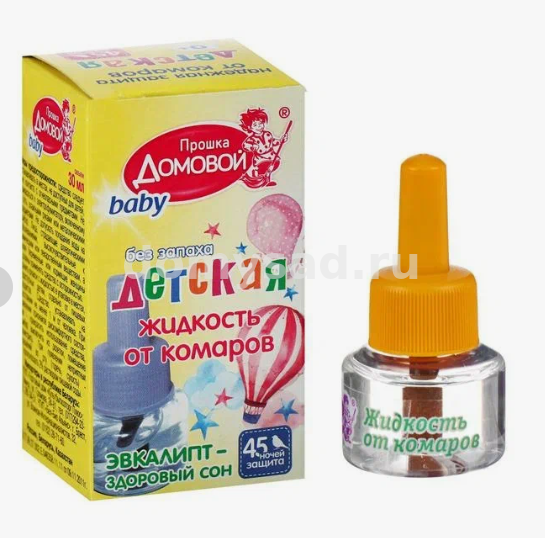Домовой Прошка жидкостной наполнитель от комаров с экстрактом эвкалипта ДЕТСКАЯ 45ночей (50)