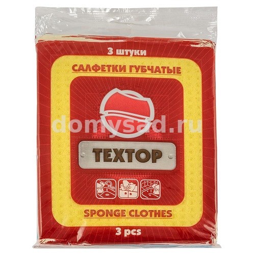 Салфетки TEXTOP губчатые целлюлозные 3шт. (150) Т029