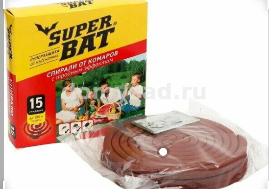 Спирали от комаров SuperBAT красные тройного действия 15шт (60) 02-002
