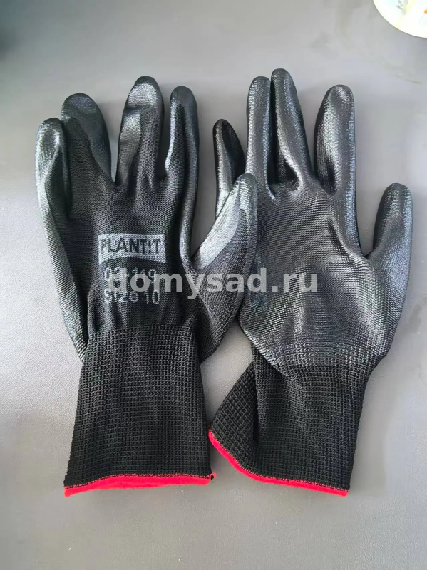 Перчатки нейлоновые черные PLANT!T 03-119 черное нитриловое покрытие 30гр., р-р10 (12/960)