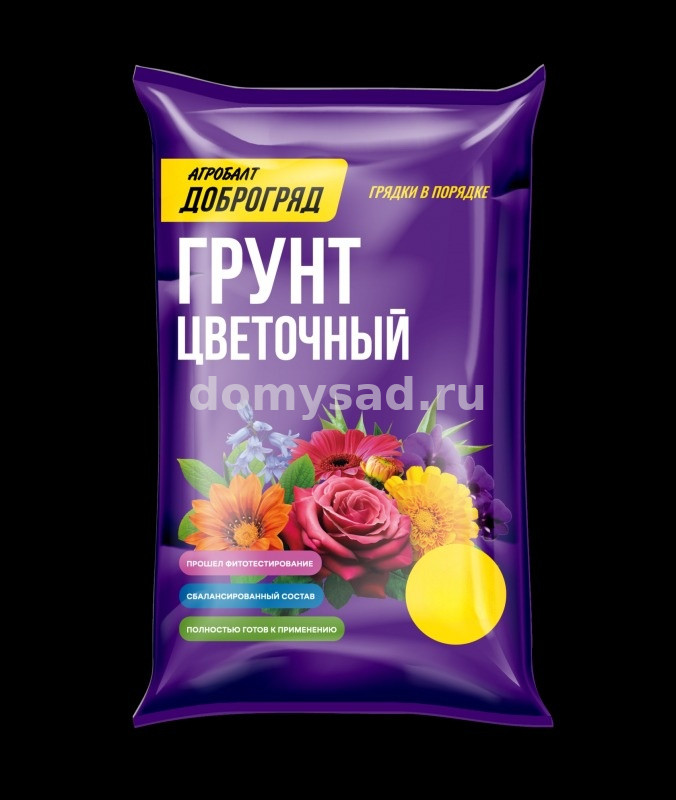 Грунт ДОБРОГРЯД Цветочный 50л./ АГРОБАЛТ (48 шт в поддоне)